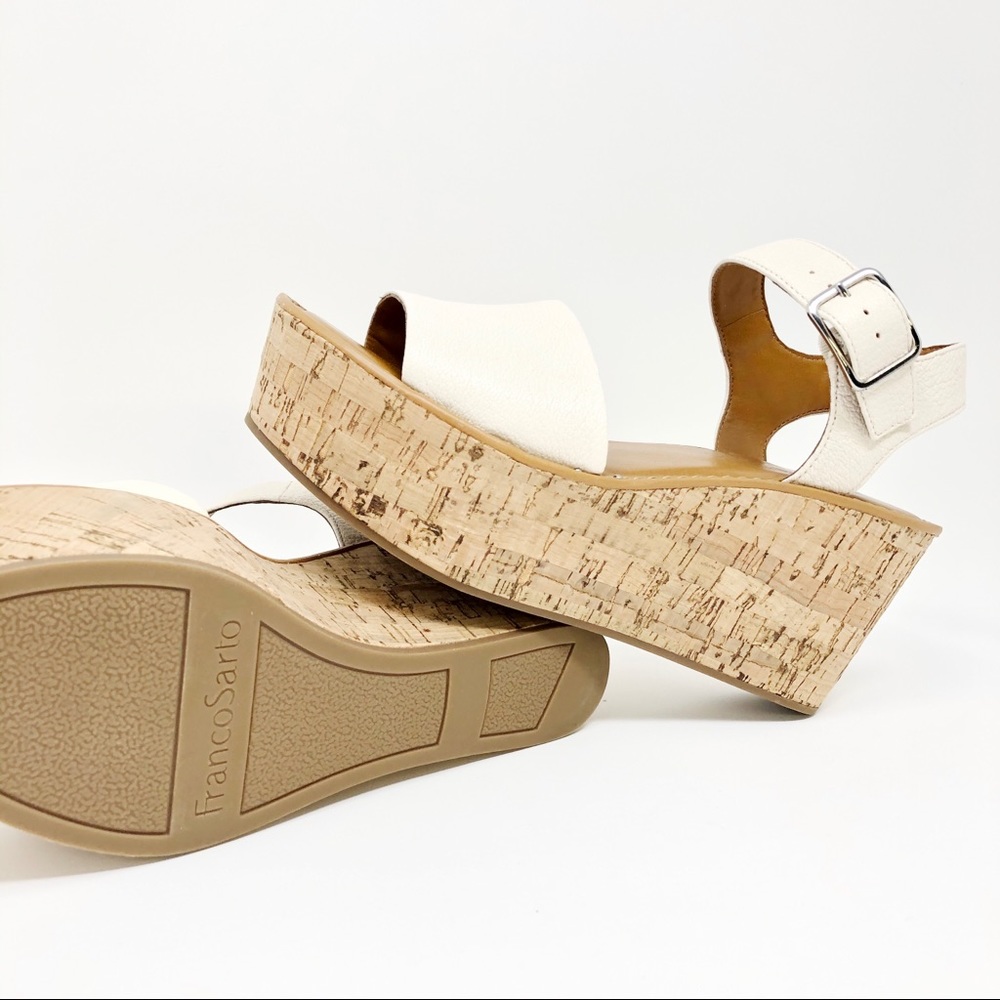Franco Sarto Cork Wedge Platform Sandals Sz 7.5
